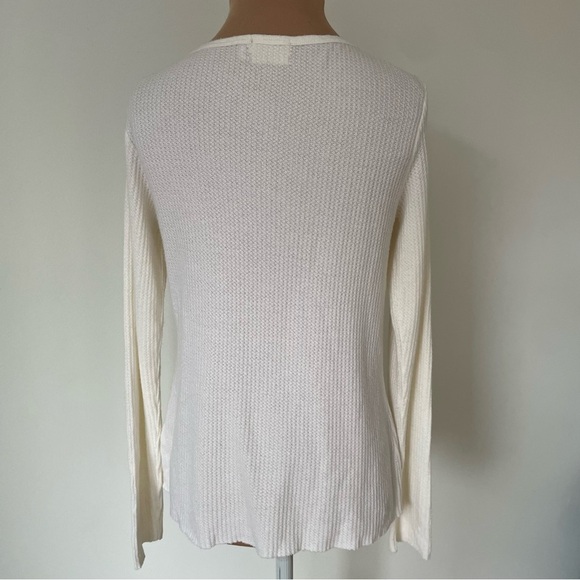 Nation LTD Neala Creme Waffle Knit Long Sleeve Snap Button Henley Shirt EUC Sz M - Picture 5 of 10